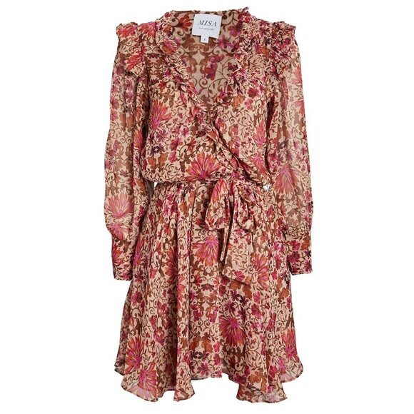 NWT Misa Los Angeles Veruka Mini Dress In Pink Hibiscus Floral Print XS - Picture 2 of 11